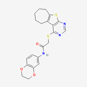 B2980770 N-(2,3-dihydrobenzo[b][1,4]dioxin-6-yl)-2-((6,7,8,9-tetrahydro-5H-cyclohepta[4,5]thieno[2,3-d]pyrimidin-4-yl)thio)acetamide CAS No. 690642-51-4