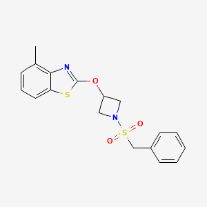 molecular formula C18H18N2O3S2 B2980771 2-((1-(苄磺酰)氮杂环丁-3-基)氧基)-4-甲基苯并[d]噻唑 CAS No. 1795087-39-6