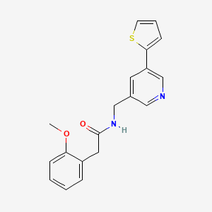 molecular formula C19H18N2O2S B2980776 2-(2-methoxyphenyl)-N-((5-(thiophen-2-yl)pyridin-3-yl)methyl)acetamide CAS No. 2034485-98-6