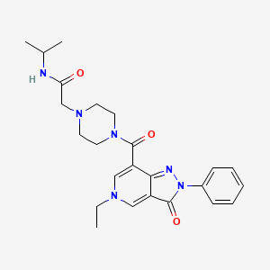 molecular formula C24H30N6O3 B2980783 2-(4-(5-ethyl-3-oxo-2-phenyl-3,5-dihydro-2H-pyrazolo[4,3-c]pyridine-7-carbonyl)piperazin-1-yl)-N-isopropylacetamide CAS No. 1040649-86-2