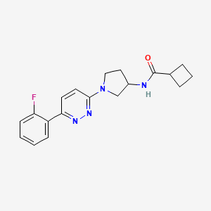 molecular formula C19H21FN4O B2980786 N-[1-[6-(2-氟苯基)嘧啶-3-基]吡咯烷-3-基]环丁烷甲酰胺 CAS No. 1396847-72-5