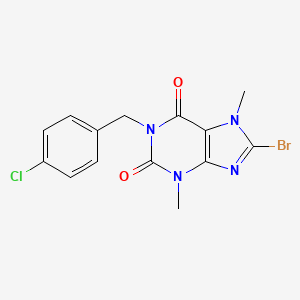molecular formula C14H12BrClN4O2 B2980790 8-溴-1-[(4-氯苯基)甲基]-3,7-二甲基嘌呤-2,6-二酮 CAS No. 887200-53-5