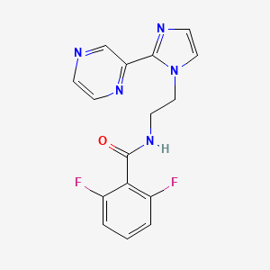molecular formula C16H13F2N5O B2980791 2,6-difluoro-N-(2-(2-(pyrazin-2-yl)-1H-imidazol-1-yl)ethyl)benzamide CAS No. 2034476-26-9
