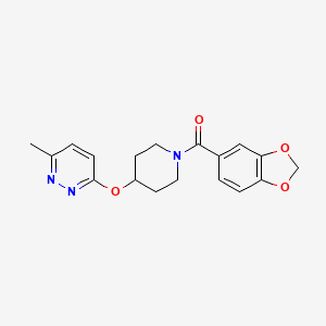 molecular formula C18H19N3O4 B2980793 苯并[d][1,3]二氧杂环-5-基(4-((6-甲基吡哒嗪-3-基)氧基)哌啶-1-基)甲苯酮 CAS No. 1798025-04-3