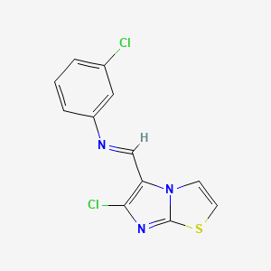 molecular formula C12H7Cl2N3S B2980794 3-chloro-N-[(6-chloroimidazo[2,1-b][1,3]thiazol-5-yl)methylene]aniline CAS No. 241132-45-6