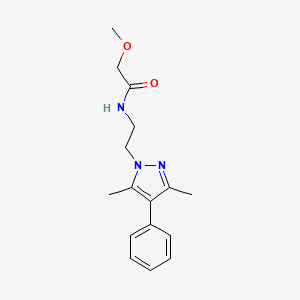 molecular formula C16H21N3O2 B2980798 N-(2-(3,5-dimethyl-4-phenyl-1H-pyrazol-1-yl)ethyl)-2-methoxyacetamide CAS No. 2034551-75-0