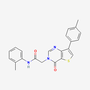 molecular formula C22H19N3O2S B2980806 N-(2-甲基苯基)-2-[7-(4-甲基苯基)-4-氧代噻吩并[3,2-d]嘧啶-3(4H)-基]乙酰胺 CAS No. 1207002-88-7