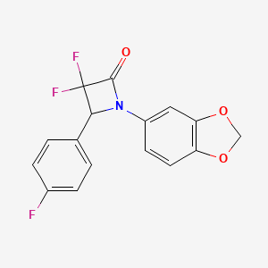 molecular formula C16H10F3NO3 B2980807 1-(1,3-Benzodioxol-5-yl)-3,3-difluoro-4-(4-fluorophenyl)azetidin-2-one CAS No. 328109-24-6