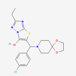 molecular formula C20H23ClN4O3S B2980809 5-((4-氯苯基)(1,4-二氧杂-8-氮杂螺[4.5]癸-8-基)甲基)-2-乙基噻唑并[3,2-b][1,2,4]三唑-6-醇 CAS No. 898345-77-2