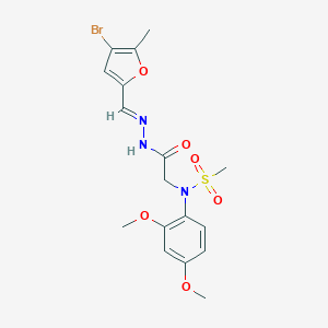 molecular formula C17H20BrN3O6S B298081 N-(2-{2-[(4-bromo-5-methyl-2-furyl)methylene]hydrazino}-2-oxoethyl)-N-(2,4-dimethoxyphenyl)methanesulfonamide 