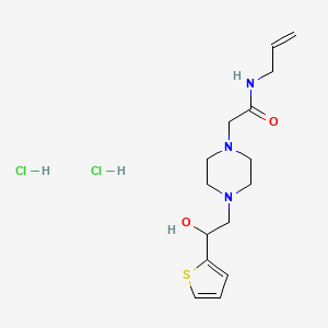 molecular formula C15H25Cl2N3O2S B2980821 N-allyl-2-(4-(2-hydroxy-2-(thiophen-2-yl)ethyl)piperazin-1-yl)acetamide dihydrochloride CAS No. 1396799-34-0
