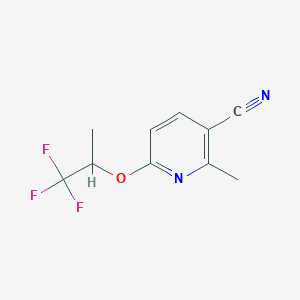 molecular formula C10H9F3N2O B2980822 2-甲基-6-[(1,1,1-三氟丙基)氧基]吡啶-3-碳腈 CAS No. 1882759-90-1