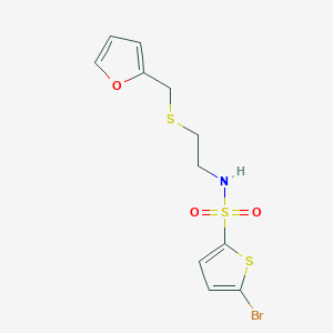 molecular formula C11H12BrNO3S3 B2980823 5-bromo-N-[2-(furan-2-ylmethylsulfanyl)ethyl]thiophene-2-sulfonamide CAS No. 578745-28-5