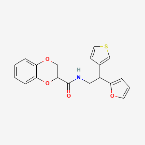 N-(2-(furan-2-yl)-2-(thiophen-3-yl)ethyl)-2,3-dihydrobenzo[b][1,4]dioxine-2-carboxamide