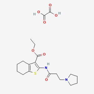 B2980834 Ethyl 2-(3-(pyrrolidin-1-yl)propanamido)-4,5,6,7-tetrahydrobenzo[b]thiophene-3-carboxylate oxalate CAS No. 1051924-46-9