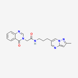 molecular formula C20H20N6O2 B2980848 N-(3-(2-methylpyrazolo[1,5-a]pyrimidin-6-yl)propyl)-2-(4-oxoquinazolin-3(4H)-yl)acetamide CAS No. 1797901-37-1