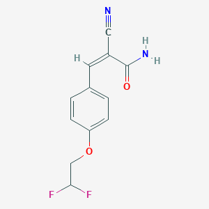 molecular formula C12H10F2N2O2 B2980852 (2Z)-2-氰基-3-[4-(2,2-二氟乙氧基)苯基]丙-2-烯酰胺 CAS No. 1394802-91-5