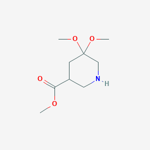 molecular formula C9H17NO4 B2980853 5,5-二甲氧基哌啶-3-甲酸甲酯 CAS No. 2193065-43-7