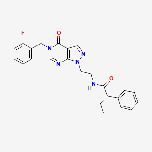 B2980857 N-(2-(5-(2-fluorobenzyl)-4-oxo-4,5-dihydro-1H-pyrazolo[3,4-d]pyrimidin-1-yl)ethyl)-2-phenylbutanamide CAS No. 921890-40-6