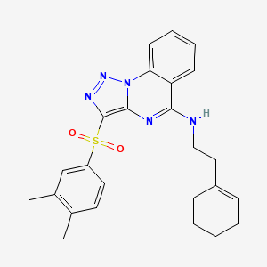 molecular formula C25H27N5O2S B2980867 N-(2-环己-1-烯-1-基乙基)-3-[(3,4-二甲苯基)磺酰基][1,2,3]三唑并[1,5-a]喹唑啉-5-胺 CAS No. 893276-58-9
