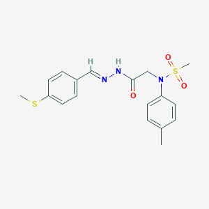 molecular formula C18H21N3O3S2 B298087 N-(4-methylphenyl)-N-(2-{2-[4-(methylsulfanyl)benzylidene]hydrazino}-2-oxoethyl)methanesulfonamide 