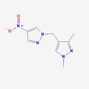 molecular formula C9H11N5O2 B2980876 1,3-Dimethyl-4-(4-nitro-pyrazol-1-ylmethyl)-1H-pyrazole CAS No. 1004644-28-3