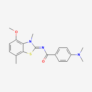 molecular formula C19H21N3O2S B2980878 (Z)-4-(二甲氨基)-N-(4-甲氧基-3,7-二甲基苯并[d]噻唑-2(3H)-亚甲基)苯甲酰胺 CAS No. 868370-65-4