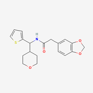 molecular formula C19H21NO4S B2980883 2-(2H-1,3-苯并二氧杂环-5-基)-N-[(氧杂-4-基)(噻吩-2-基)甲基]乙酰胺 CAS No. 2097922-18-2