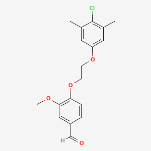 molecular formula C18H19ClO4 B2980888 4-[2-(4-Chloro-3,5-dimethylphenoxy)ethoxy]-3-methoxybenzaldehyde CAS No. 426222-22-2