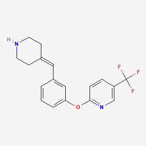 molecular formula C18H17F3N2O B2980904 2-(3-(Piperidin-4-ylidenemethyl)phenoxy)-5-(trifluoromethyl)pyridine CAS No. 1020336-04-2