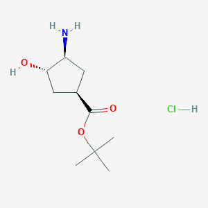 molecular formula C10H20ClNO3 B2980918 Tert-butyl (1R,3S,4S)-3-amino-4-hydroxycyclopentane-1-carboxylate;hydrochloride CAS No. 2243506-58-1