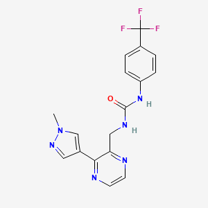 molecular formula C17H15F3N6O B2980919 1-((3-(1-methyl-1H-pyrazol-4-yl)pyrazin-2-yl)methyl)-3-(4-(trifluoromethyl)phenyl)urea CAS No. 2034230-69-6