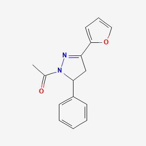 molecular formula C15H14N2O2 B2980921 1-Acetyl-3-(2-furyl)-5-phenyl-4,5-dihydro-1H-pyrazole CAS No. 136786-76-0