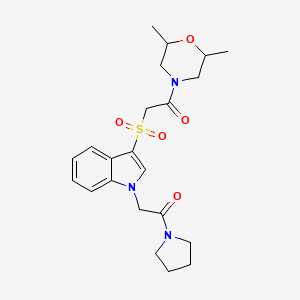 1-(2,6-dimethylmorpholino)-2-((1-(2-oxo-2-(pyrrolidin-1-yl)ethyl)-1H-indol-3-yl)sulfonyl)ethanone