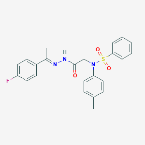 molecular formula C23H22FN3O3S B298094 N-(2-{2-[1-(4-fluorophenyl)ethylidene]hydrazino}-2-oxoethyl)-N-(4-methylphenyl)benzenesulfonamide 