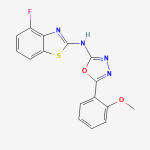 molecular formula C16H11FN4O2S B2980945 N-(4-fluorobenzo[d]thiazol-2-yl)-5-(2-methoxyphenyl)-1,3,4-oxadiazol-2-amine CAS No. 862975-16-4
