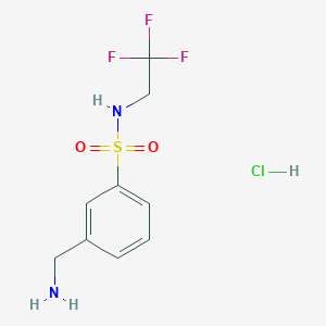 molecular formula C9H12ClF3N2O2S B2980946 3-(aminomethyl)-N-(2,2,2-trifluoroethyl)benzene-1-sulfonamide hydrochloride CAS No. 1820716-71-9
