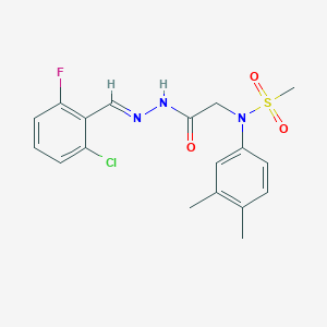 molecular formula C18H19ClFN3O3S B298095 N-{2-[2-(2-chloro-6-fluorobenzylidene)hydrazino]-2-oxoethyl}-N-(3,4-dimethylphenyl)methanesulfonamide 