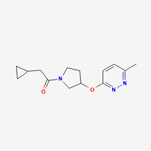 molecular formula C14H19N3O2 B2980952 2-Cyclopropyl-1-(3-((6-methylpyridazin-3-yl)oxy)pyrrolidin-1-yl)ethanone CAS No. 2034620-41-0