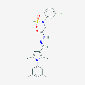 molecular formula C24H27ClN4O3S B298096 N-(3-chlorophenyl)-N-[2-(2-{[1-(3,5-dimethylphenyl)-2,5-dimethyl-1H-pyrrol-3-yl]methylene}hydrazino)-2-oxoethyl]methanesulfonamide 