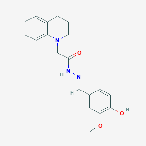 molecular formula C19H21N3O3 B2980967 (E)-2-(3,4-dihydroquinolin-1(2H)-yl)-N'-(4-hydroxy-3-methoxybenzylidene)acetohydrazide CAS No. 681479-24-3