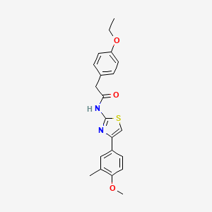 molecular formula C21H22N2O3S B2980969 2-(4-ethoxyphenyl)-N-[4-(4-methoxy-3-methylphenyl)-1,3-thiazol-2-yl]acetamide CAS No. 923484-02-0