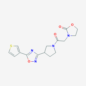 molecular formula C15H16N4O4S B2980978 3-(2-氧代-2-(3-(5-(噻吩-3-基)-1,2,4-恶二唑-3-基)哌啶-1-基)乙基)恶唑烷-2-酮 CAS No. 2034371-10-1