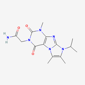 molecular formula C15H20N6O3 B2980983 2-(4,7,8-三甲基-1,3-二氧代-6-丙-2-基嘌呤[7,8-a]咪唑-2-基)乙酰胺 CAS No. 878734-95-3