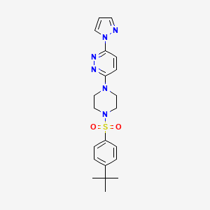 molecular formula C21H26N6O2S B2980986 3-(4-((4-(tert-butyl)phenyl)sulfonyl)piperazin-1-yl)-6-(1H-pyrazol-1-yl)pyridazine CAS No. 1019103-81-1