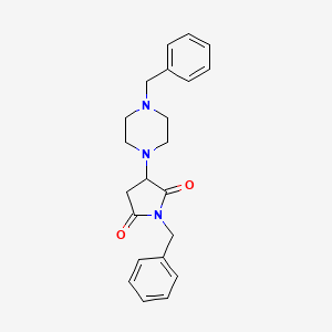 molecular formula C22H25N3O2 B2980988 1-Benzyl-3-(4-benzylpiperazin-1-yl)pyrrolidine-2,5-dione CAS No. 491615-86-2