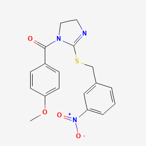 molecular formula C18H17N3O4S B2980989 (4-甲氧基苯基)-[2-[(3-硝基苯基)甲硫基]-4,5-二氢咪唑-1-基]甲苯酮 CAS No. 851808-54-3