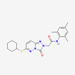 molecular formula C22H27N5O2S B2980995 2-[6-(cyclohexylthio)-3-oxo[1,2,4]triazolo[4,3-b]pyridazin-2(3H)-yl]-N-mesitylacetamide CAS No. 1040653-32-4