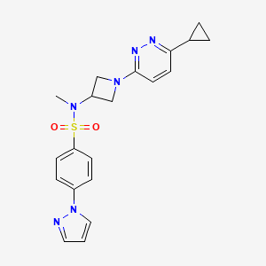 molecular formula C20H22N6O2S B2980997 N-[1-(6-Cyclopropylpyridazin-3-yl)azetidin-3-yl]-N-methyl-4-pyrazol-1-ylbenzenesulfonamide CAS No. 2415520-19-1