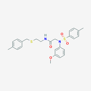 molecular formula C26H30N2O4S2 B298100 N~2~-(3-methoxyphenyl)-N-{2-[(4-methylbenzyl)sulfanyl]ethyl}-N~2~-[(4-methylphenyl)sulfonyl]glycinamide 